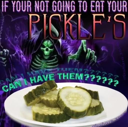 If you’re not going to eat your Pickles — Can I have them????? 