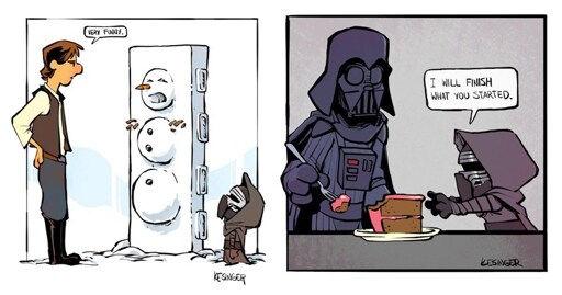 I find this funny because he new how Kylo Ren wanted to finish what Darth Vader Started