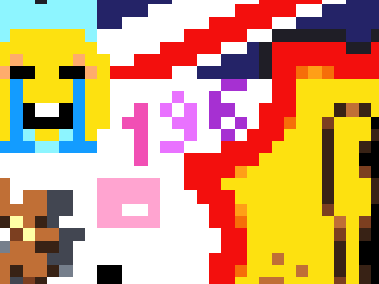 Canvas 2026, the number "196" below the UK flag. The number 1 is pink, the number 9 is rosa, the number six is purple. It is in an angled up way.