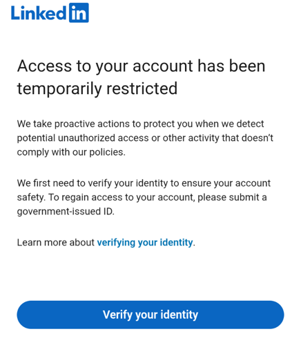 LinkedIn locked my account and wants me to do ID verification through Persona
