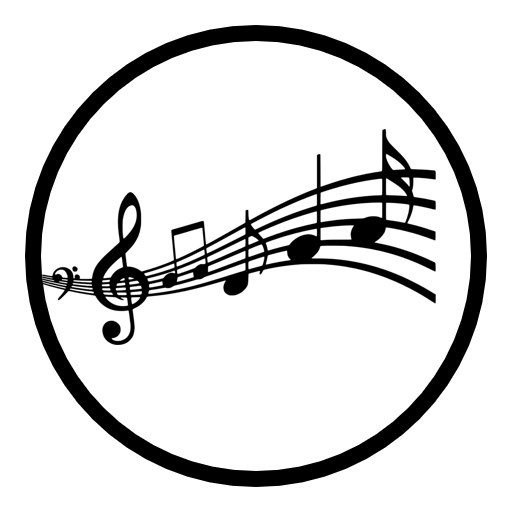 Weißer Kreis mit Musiknoten in der Mitte