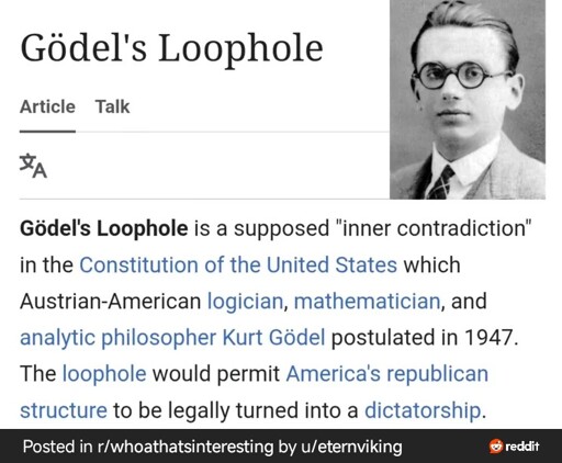 While preparing for his U.S. citizenship exam, mathematician Kurt Gödel believed he had discovered a loophole in the U.S. Constitution.
