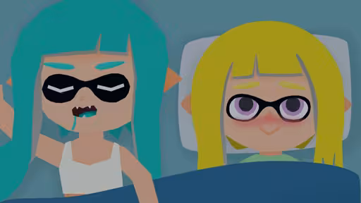 Summatia and Integrelle sleeping next to each other, but Integrelle is too nervous to fall asleep
